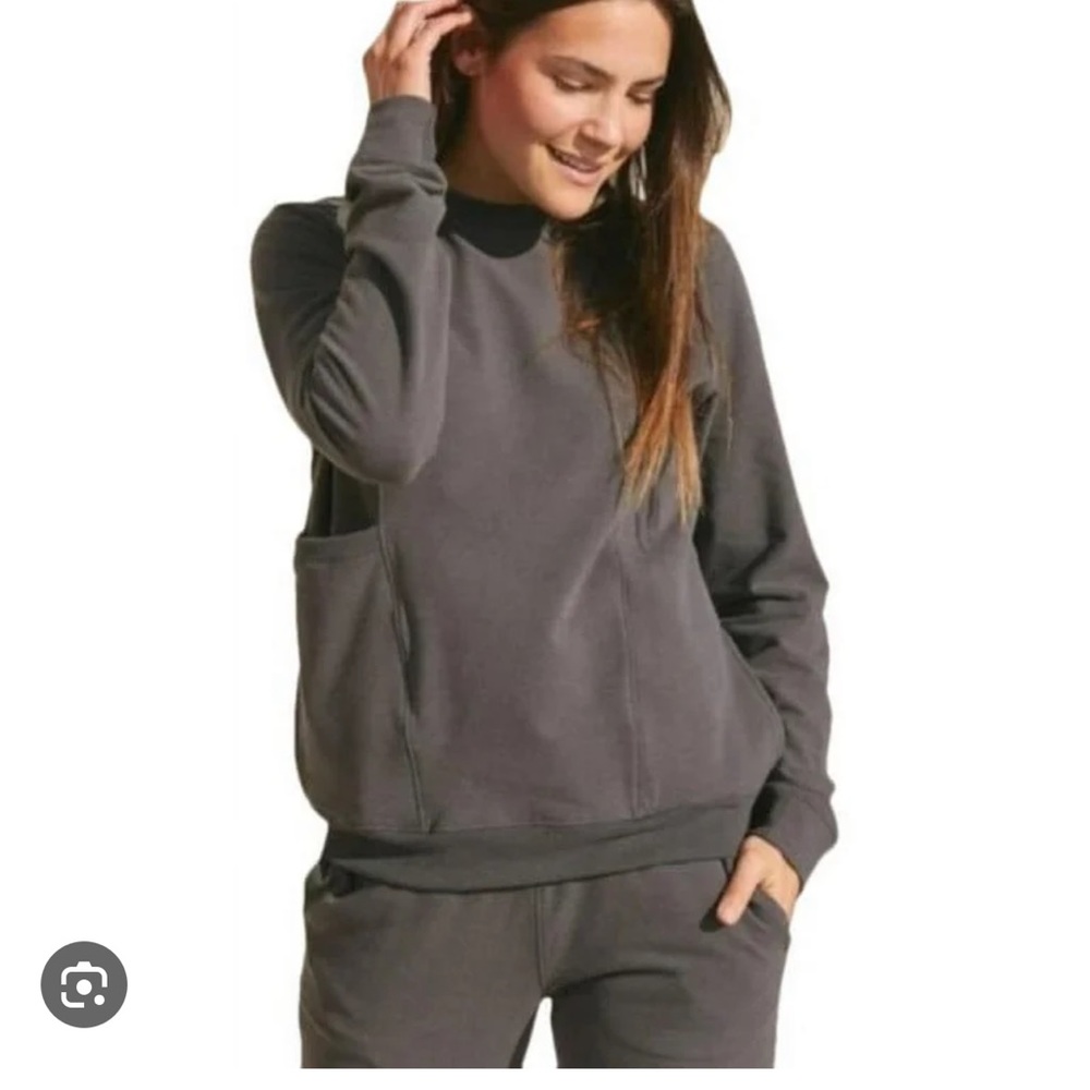 Lunya Women's Fleece Relaxed Sweatshirt, Meditative Grey, Small